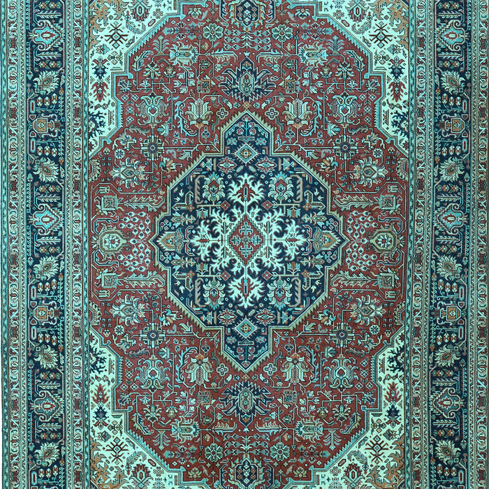 Machine Washable Medallion Light Blue Traditional Rug, wshtr1096lblu