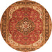 Square Medallion Orange Traditional Rug, tr1096org