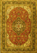 Machine Washable Medallion Yellow Traditional Rug, wshtr1096yw