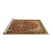 Sideview of Machine Washable Medallion Brown Traditional Rug, wshtr1096brn