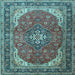 Square Medallion Light Blue Traditional Rug, tr1096lblu