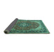 Sideview of Medallion Turquoise Traditional Rug, tr1096turq