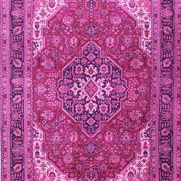 Machine Washable Medallion Pink Traditional Rug, wshtr1096pnk