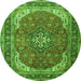 Machine Washable Medallion Green Traditional Area Rugs, wshtr1096grn