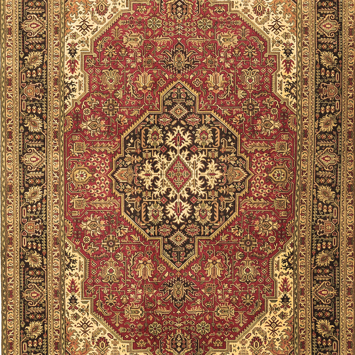Machine Washable Medallion Brown Traditional Rug, wshtr1096brn