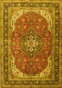 Medallion Yellow Traditional Rug, tr1096yw