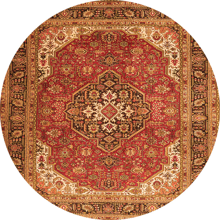 Machine Washable Medallion Orange Traditional Area Rugs, wshtr1096org