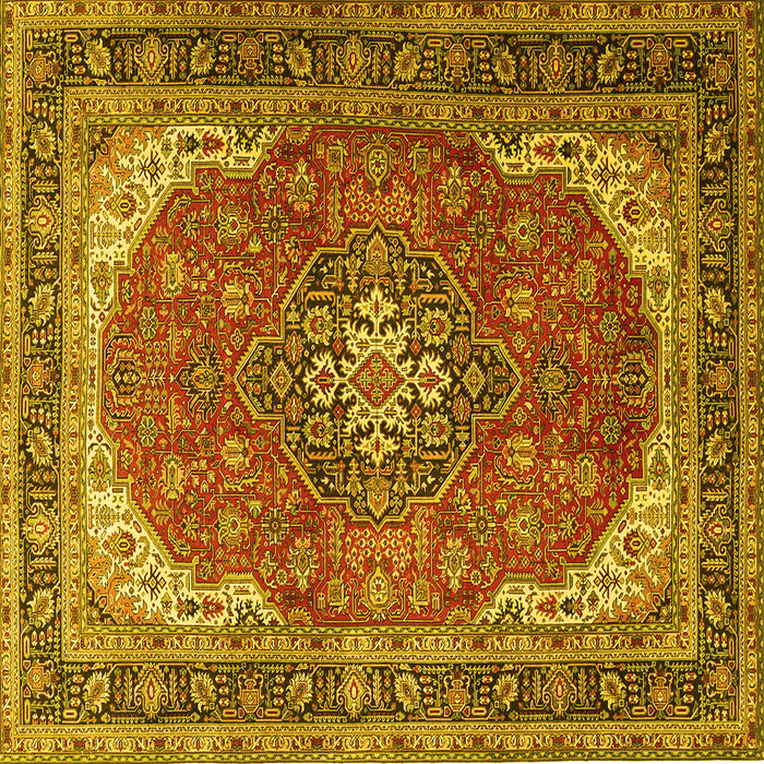 Square Medallion Yellow Traditional Rug, tr1096yw