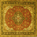 Square Medallion Yellow Traditional Rug, tr1096yw