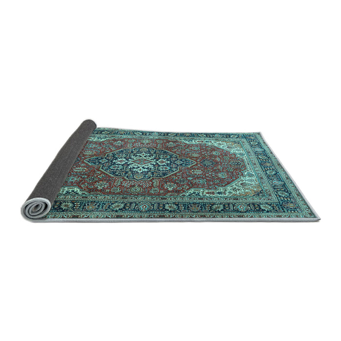 Sideview of Medallion Light Blue Traditional Rug, tr1096lblu