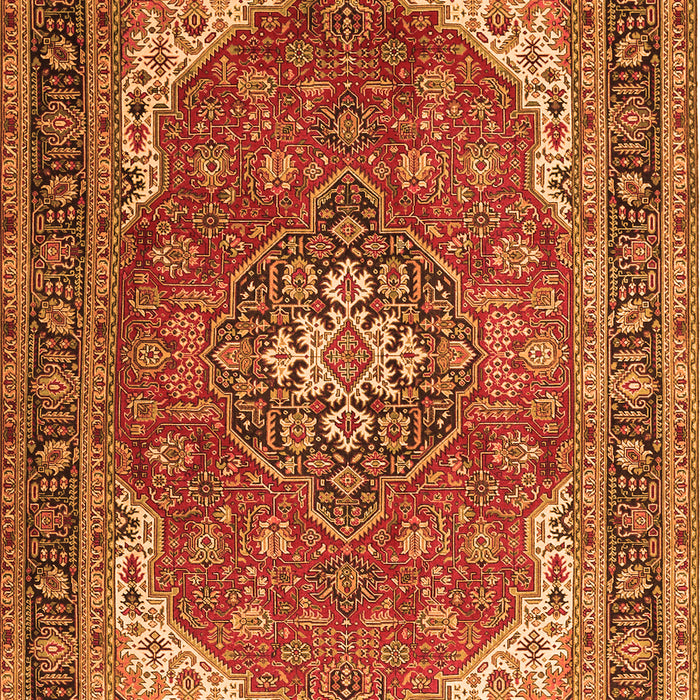 Serging Thickness of Machine Washable Medallion Orange Traditional Area Rugs, wshtr1096org