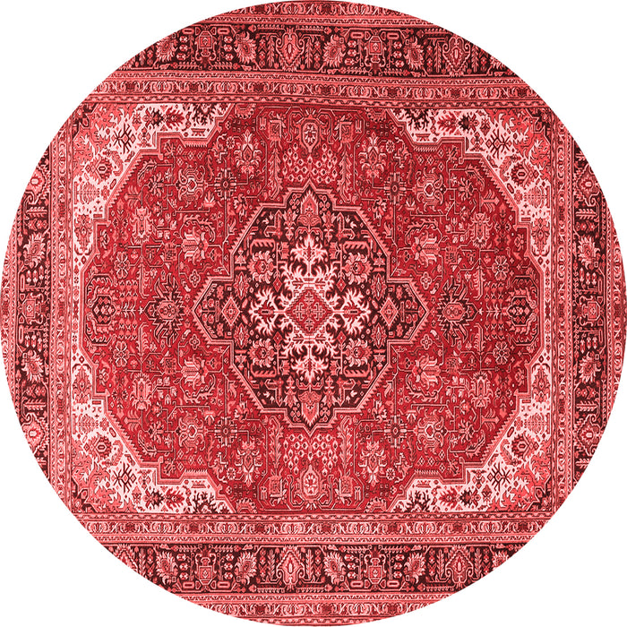 Machine Washable Medallion Red Traditional Rug, wshtr1096red