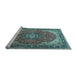 Sideview of Machine Washable Medallion Light Blue Traditional Rug, wshtr1096lblu