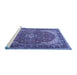 Sideview of Machine Washable Medallion Blue Traditional Rug, wshtr1096blu