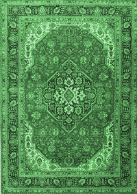 Medallion Emerald Green Traditional Rug, tr1096emgrn