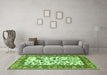 Machine Washable Animal Green Traditional Area Rugs in a Living Room,, wshtr1097grn