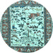 Round Animal Light Blue Traditional Rug, tr1097lblu