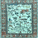 Square Machine Washable Animal Light Blue Traditional Rug, wshtr1097lblu