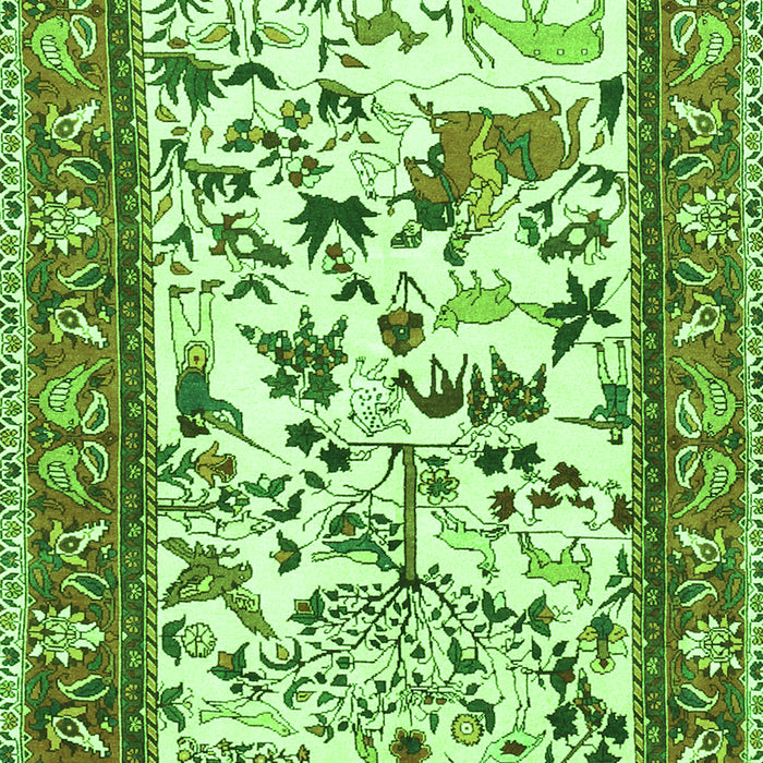 Animal Green Traditional Rug, tr1097grn