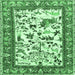 Square Animal Emerald Green Traditional Rug, tr1097emgrn