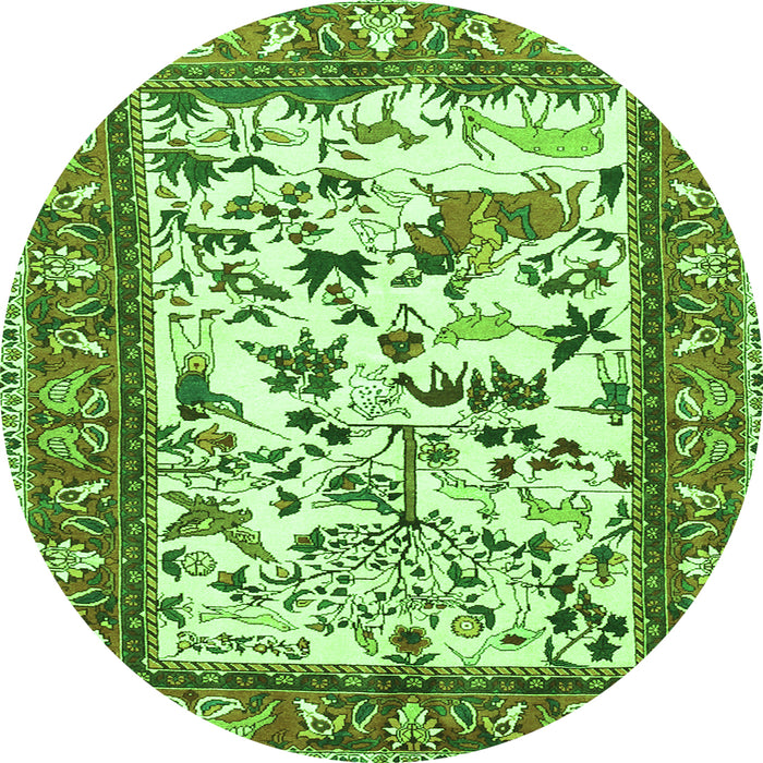 Square Animal Green Traditional Rug, tr1097grn
