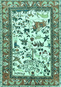 Animal Turquoise Traditional Rug, tr1097turq