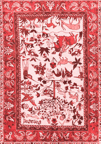 Animal Red Traditional Rug, tr1097red