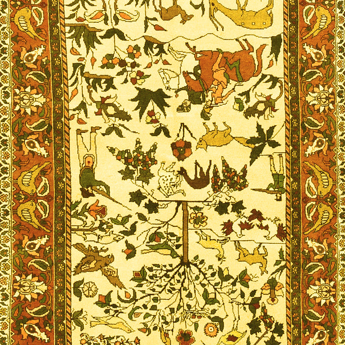 Machine Washable Animal Yellow Traditional Rug, wshtr1097yw