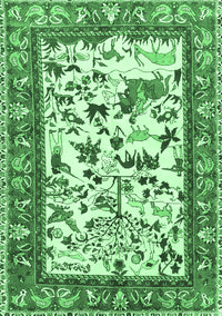 Animal Emerald Green Traditional Rug, tr1097emgrn