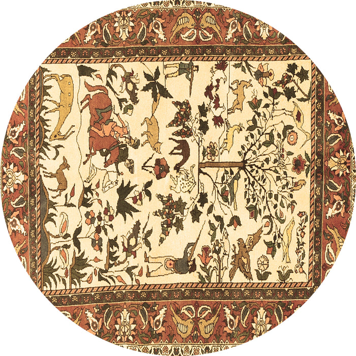 Round Animal Brown Traditional Rug, tr1097brn