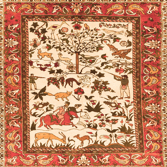 Serging Thickness of Animal Orange Traditional Rug, tr1097org