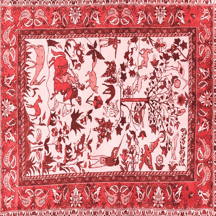 Machine Washable Animal Red Traditional Rug, wshtr1097red