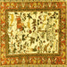 Square Animal Yellow Traditional Rug, tr1097yw