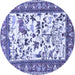 Round Animal Blue Traditional Rug, tr1097blu