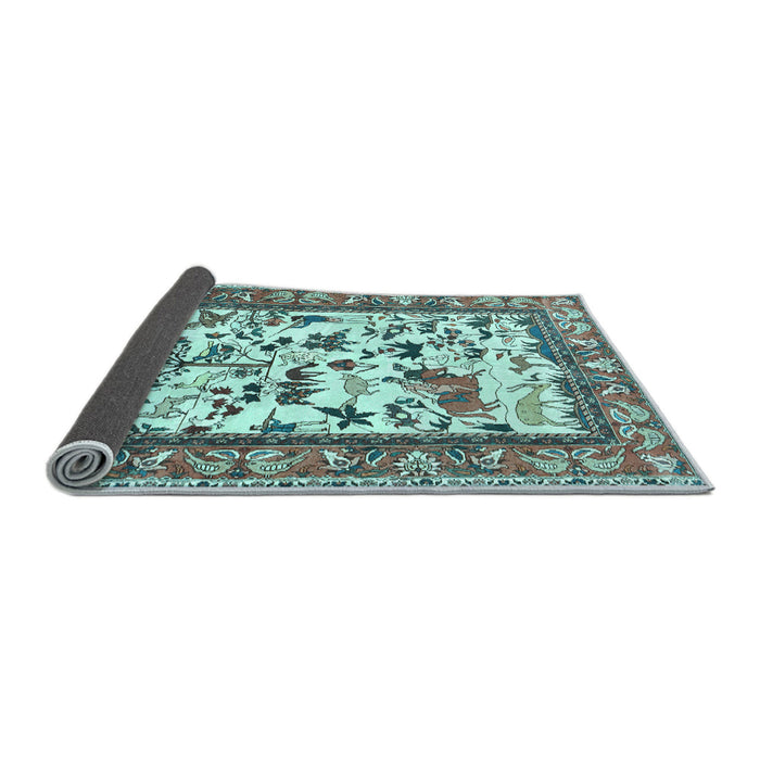 Sideview of Animal Light Blue Traditional Rug, tr1097lblu