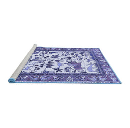 Sideview of Machine Washable Animal Blue Traditional Rug, wshtr1097blu