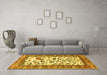 Machine Washable Animal Yellow Traditional Rug in a Living Room, wshtr1097yw