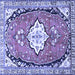 Square Medallion Blue Traditional Rug, tr1098blu