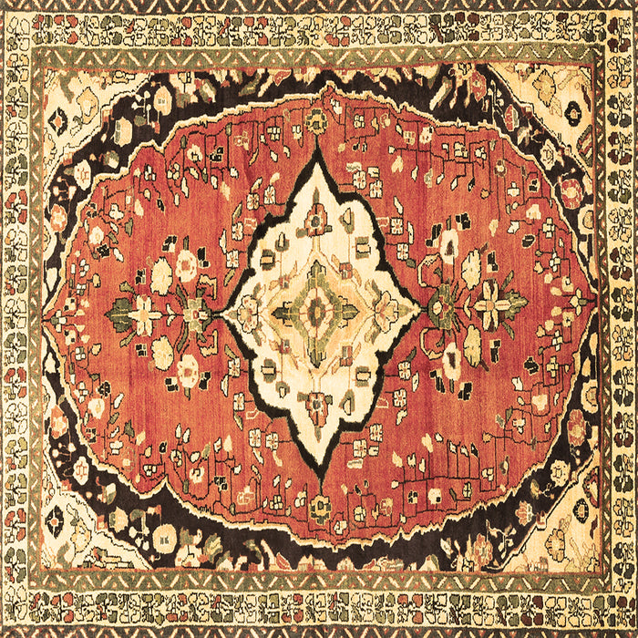 Square Medallion Brown Traditional Rug, tr1098brn