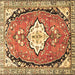 Square Medallion Brown Traditional Rug, tr1098brn