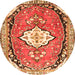 Square Medallion Orange Traditional Rug, tr1098org