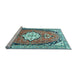 Sideview of Machine Washable Medallion Light Blue Traditional Rug, wshtr1098lblu