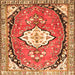 Round Machine Washable Medallion Orange Traditional Area Rugs, wshtr1098org