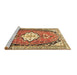 Sideview of Machine Washable Medallion Brown Traditional Rug, wshtr1098brn