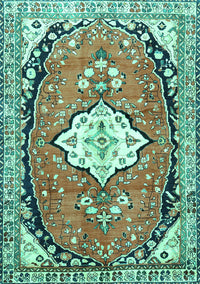 Medallion Turquoise Traditional Rug, tr1098turq