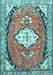 Machine Washable Medallion Light Blue Traditional Rug, wshtr1098lblu