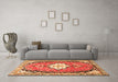 Machine Washable Medallion Orange Traditional Area Rugs in a Living Room, wshtr1098org