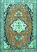 Machine Washable Medallion Turquoise Traditional Area Rugs, wshtr1098turq