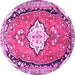 Round Medallion Pink Traditional Rug, tr1098pnk