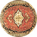 Round Medallion Brown Traditional Rug, tr1098brn